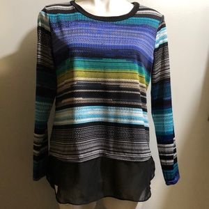 Sunny Leigh striped Top with mesh rim